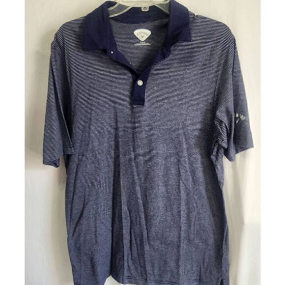Callaway Golf Shirt Mens Size Large Navy Blue  White Stripes Size Large D11 - Picture 1 of 5